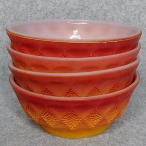 Vintage Anchor Hocking Fire King Bowls Oven Proof Gradient Red Orange‎ Se…